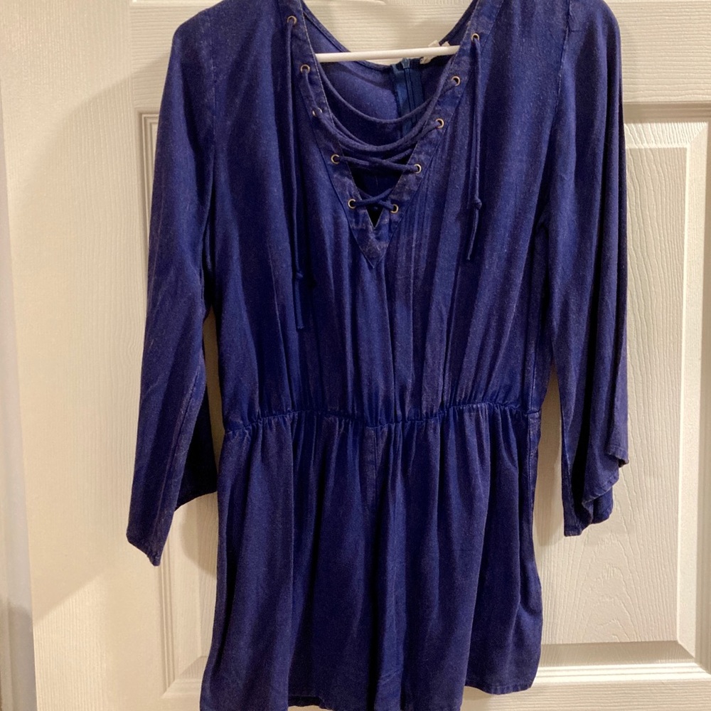 3/4 sleeve navy blue romper